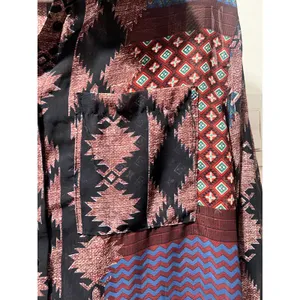 Glamorous 70s Style Boho Western Patchwork Sheer Blouse Size 10 thumbnail 3