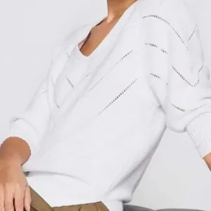 Brochu Walker Decker V-Neck Cotton-Blend Sweater White M thumbnail 2