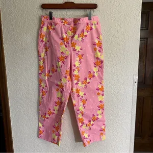 Lilly Pulitzer Crop Pants Pink 6 Women Floral Bi-Stretch Tropical Summer thumbnail 4