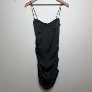 Meshki Women Satin Babydoll Ruched Mini Dress Small Party Cocktail Event‎ Date thumbnail 2