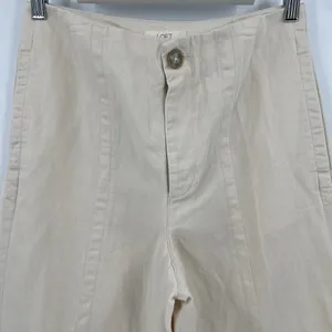 LOFT Pants Linen Cotton Blend Cropped Wide Leg Cream Seamed Women’s Size 4‎ NWT thumbnail 3