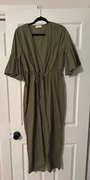 Green Linen Jumpsuit thumbnail 1
