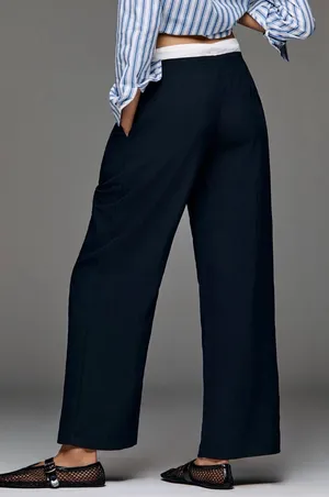 Anthropologie Layered Drawstring Wide-Leg Trousers, Size S thumbnail 6