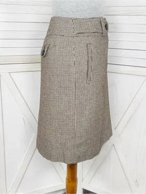 Banana Republic Houndstooth Wool Blend Pencil Skirt Brown Cream 6 Preppy Office thumbnail 3