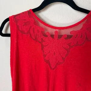 Free People Meant to Be Embroidered Swing Tank Top Red Coral Size Large thumbnail 8