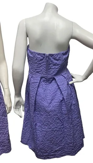 J. CREW Purple Strapless‎ Geometric Women's 10 Textured Cotton w/ Pockets Dress thumbnail 1