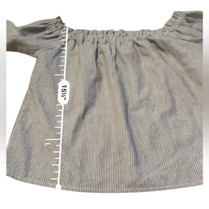 Brandy Melville Gray & White Striped Off The Shoulder 3/4 Sleeve Top‎ One Size thumbnail 6