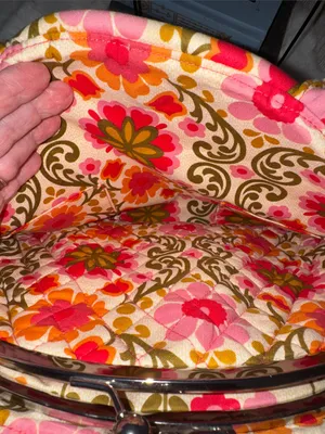 Vera Bradley Floral Quilted Handbag-Pink, Olive & Orange thumbnail 7