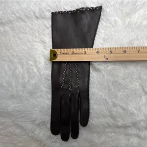 1970s Brown Deerskin Leather Gloves Contrast Whipstitch Size 7 thumbnail 10