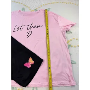 SHEIN CPink "Let Them" Graphic Tee &‎ Black Butterfly Biker Shorts oversized thumbnail 4