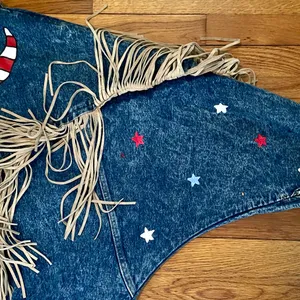 🤠Fringe Denim Western Jacket💃🏼 ~Large Blue thumbnail 5