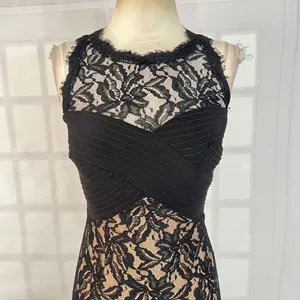 Juno dress collection sleeveless black lace nude lined evening gown size 2 thumbnail 2