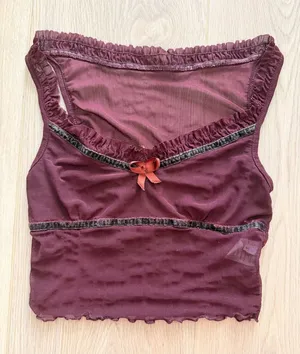 GUC Burgundy Sheer Mesh Y2K Cami Top thumbnail 1
