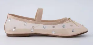 Cushionare Elegant Mary Jane Studded Mesh Ballet Nude size 8.5 thumbnail 2