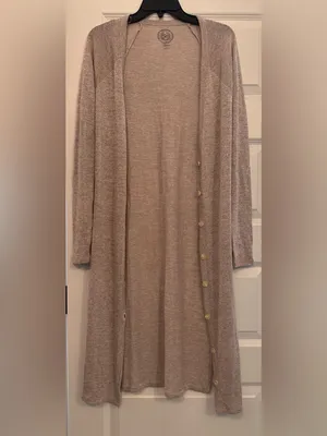 SO Light Taupe Button-Front Women’s Cardigan thumbnail 2