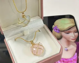 Pink Color Heart Shape Elegant Neckalce thumbnail 1