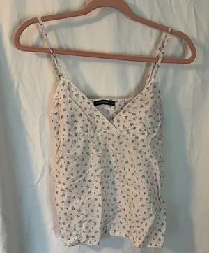 Brandy Melville Floral White Spaghetti Strap Top thumbnail 1