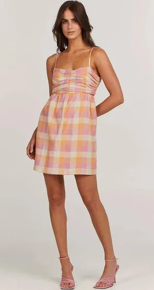Anthropologie Charlie Holiday Women's Madonna Mini Dress Tonal Hibiscus. Size 8 thumbnail 1