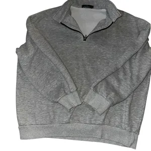 Trendy Queen Heather Grey Quarter Zip Oversized‎ Sweatshirt Pullover Large thumbnail 2
