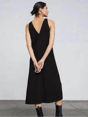 Everlane The City Stripe Black Midi Sleeveless Dress 0 Formal Elegant Classic thumbnail 2