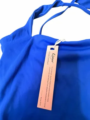 QINSEN Sapphire Blue Athletic Tennis Dress Built-In Shorts Pockets Size M NWT thumbnail 3