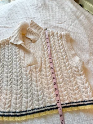 Maeve Collared Polo Cable-Knit Sweater Vest Wool Blend thumbnail 4