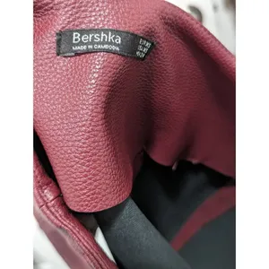 Bershka burgundy zippered leather skirt size xs thumbnail 4