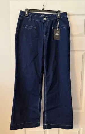 FLAMINGALS Dark Blue Wide-Leg Women's Jeans size XL brand new inseam 30” thumbnail 1