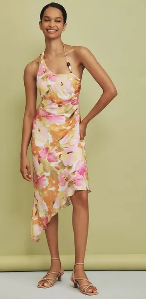 Anthropologie Bardot Andy One-Shoulder Asymmetrical Slip Dress Eurosummer thumbnail 1