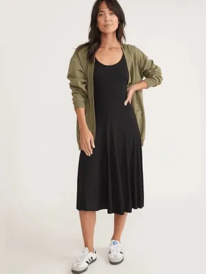 Marine Layer Lexi Fit and Flare black sleeveless midi dress Size XSmall NWT thumbnail 2