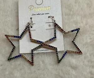 Pomina Rainbow Star Hoop Earrings - Multicolor thumbnail 1