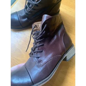 Creator Ankle Leather Booties Boho Chic Brown Lace Up Boots Shoes, Size 38 thumbnail 6