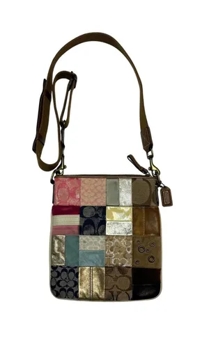 Coach Patchwork Crossbody Bag Multicolor Leather Canvas Purse Womens Y2K thumbnail 1