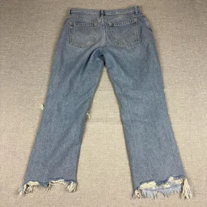 We The Free Jeans Womens 28 Blue Light Wash High Rise Straight Distressed Hem thumbnail 2