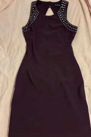 Guess Los Angeles Deep Plum Rhinestone Details Bodycon Dress Glam Date-night thumbnail 1