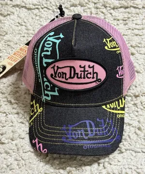 New unisex Von Dutch Tagged dark denim Trucker Hat thumbnail 2