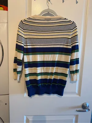 J.Crew 100% Merino Wool Multicolor Striped Sweater Size Medium thumbnail 6