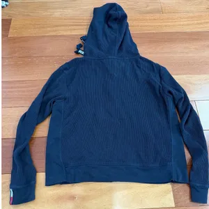 Tommy Jeans Zip Up Hoodie Womens Navy Waffle‎ Knit Thermal Flag Logo M thumbnail 7