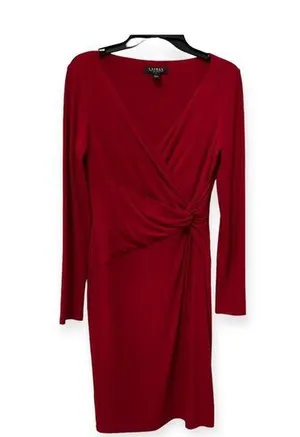 LAUREN Ralph Lauren Red Midi Stretch Dress thumbnail 1