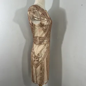 NWT Windsor Rose Gold Sequin Mesh Mini‎ Dress thumbnail 3