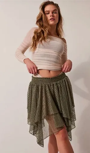 Free People Intimately All Season Half Slip Skirt in Olive Green Size‎ XS thumbnail 1