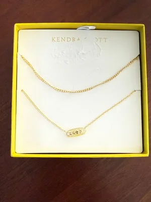 Kendra Scott Emma Filigree Gold Layered Necklace Set Double Chain New thumbnail 4