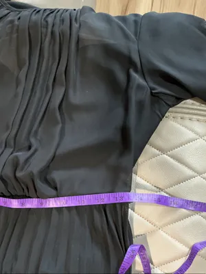 Chiffon Black Long-Sleeve Pleated Maxi Dress with Satin Waist Tie thumbnail 8