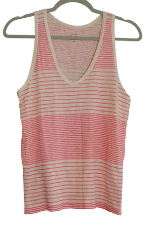 J. Crew Size Medium Tank Top Pink Striped Vintage Cotton Scoop Neck Cotton Soft thumbnail 1