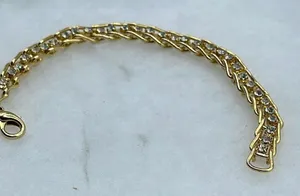 Vintage rhinestone tennis bracelet 7” gold-tone. thumbnail 1