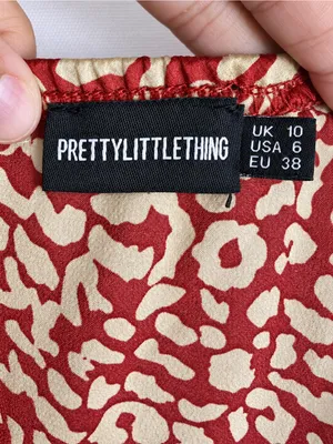 NWOT PrettyLittleThing Red Gold Leopard Satin High-Low Mermaid Maxi Dress US 6 thumbnail 8