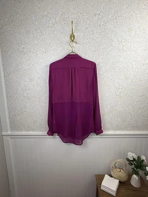 Free People Purple Sheer Best of Both Worlds Button-up Blouse - Size - Small thumbnail 4