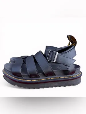 Dr Martens Blaire‎ Black Leather Platform Sandals Buckle Strap Womens Size Shoes thumbnail 2