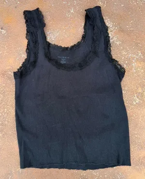 Brandy Melville Black lace trim tank top sz xs/s thumbnail 1