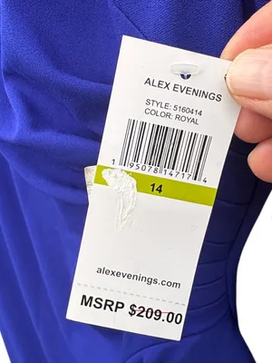 NWT Alex Evenings Cascading Ruffle Maxi Dress Royal Blue Size 14 Retail $209.00 thumbnail 5